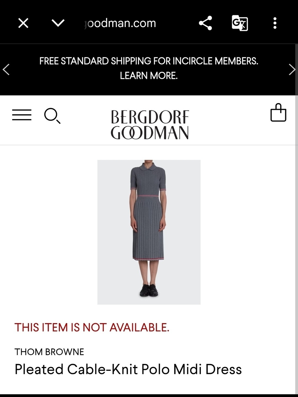 Thom Browne Women's Grey Pleated Cable-Knit Polo Midi Dress